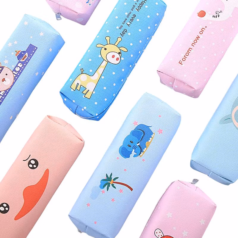 Wholesale Soft PU Leather Cute Pencil Case Pen Pouch Bag for Kids