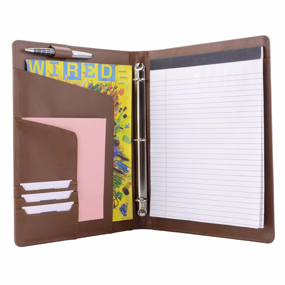Presentation Meeting Organizer Business A4 Portfolio PU Leather File Folder 3 Ring Binder
