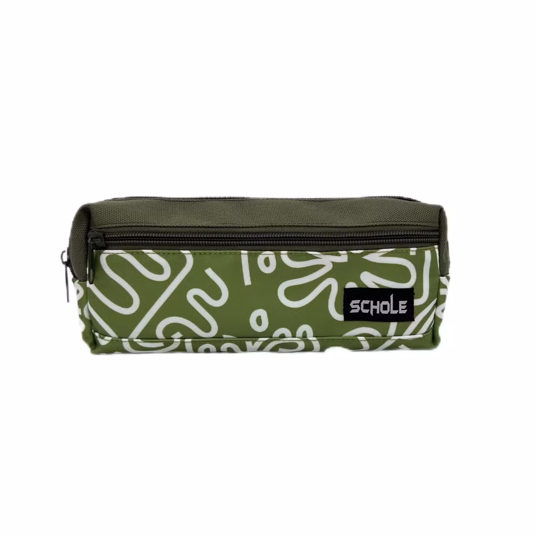 Green Flower Pencil Case Suit Big Capacity for Office School Student