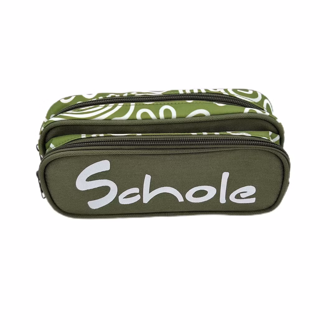 Green Flower Pencil Case Suit Big Capacity for Office School Student