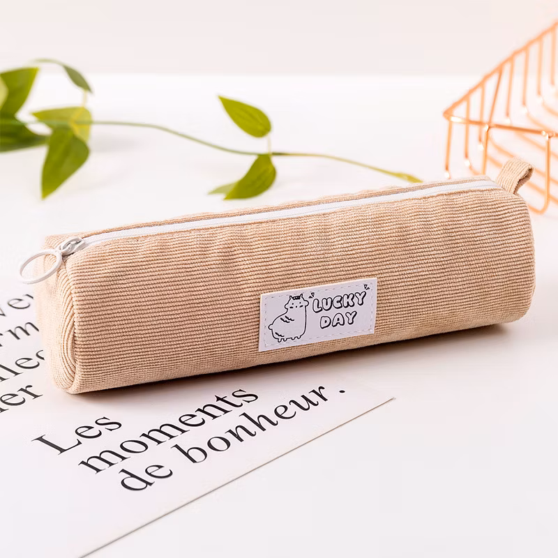 Literary Corduroy Pencil Case Ins Net Red Wind Creative Simple Pencil Case Student Storage Stationery Bag