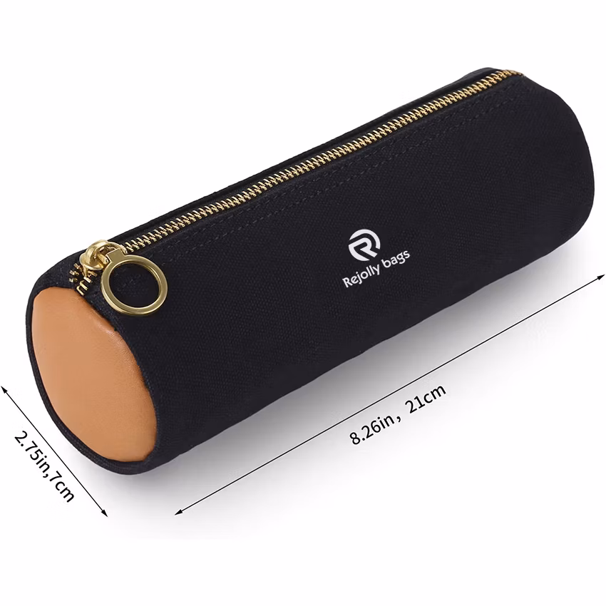 Canvas Simple Small Size Large Capacity Pencil Case Bag Pouch, Durable with Brass Zipper, Match Color Design Pen Bag