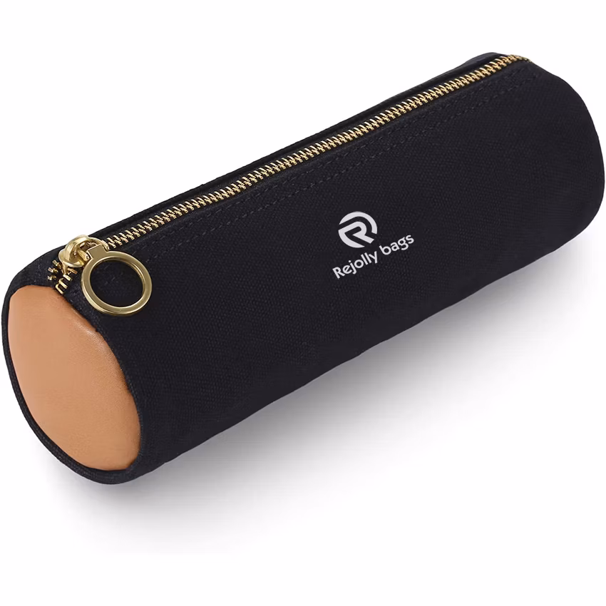 Canvas Simple Small Size Large Capacity Pencil Case Bag Pouch, Durable with Brass Zipper, Match Color Design Pen Bag