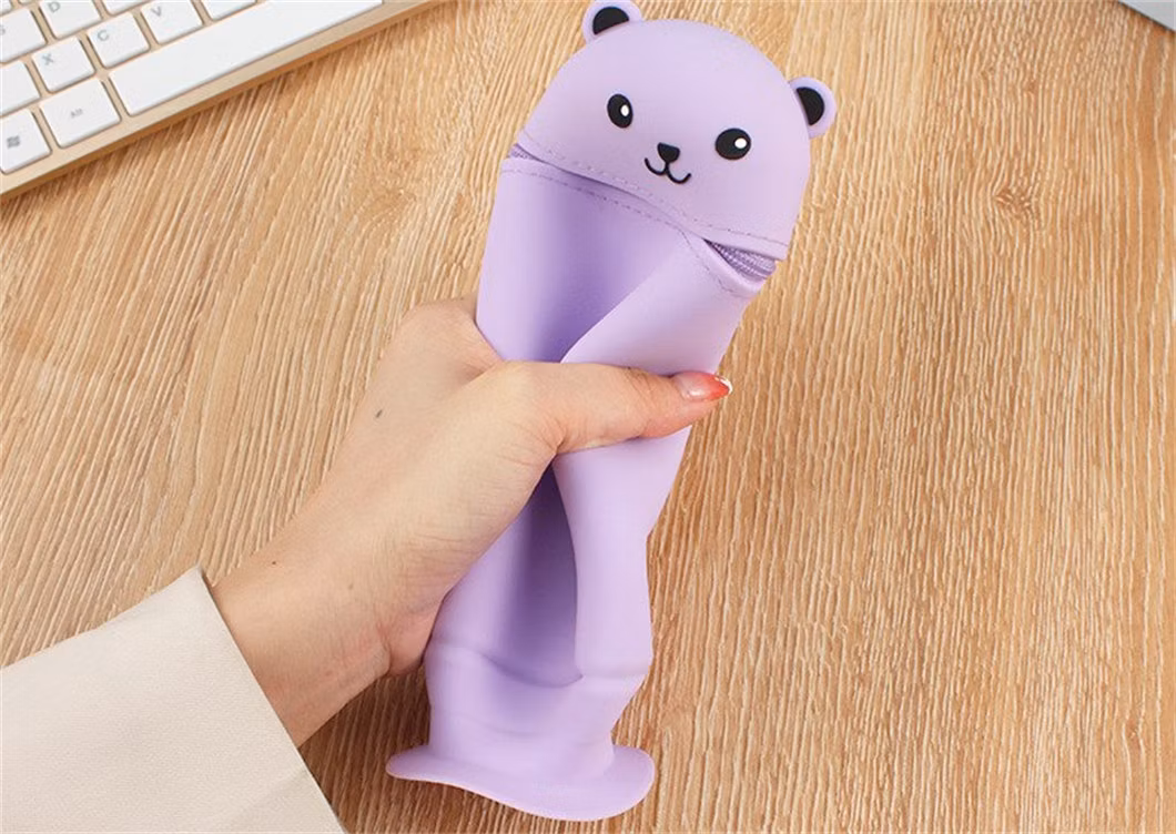 China Manufacturer Wholesale School Stationery Cute Bear Shape Kids Bag Pencil Case