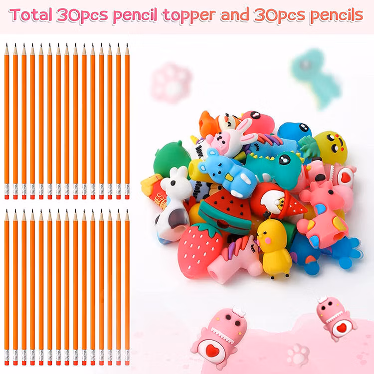 Low Cost Kids Pencil High Quality Student Writing Pencil with Animal Silicone Case