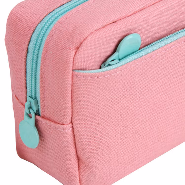 Large Capacity Girls Teen Pen Bag Cute Pink Canvas School Pencil Case