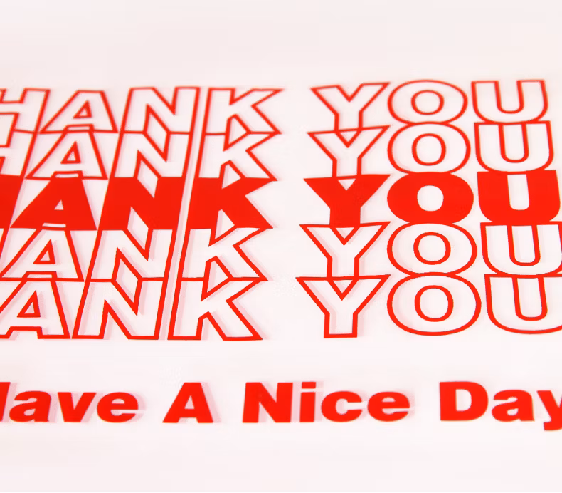 Shopping Plastic Bag Thank You Logo Printed Custom Size Color T-Shirt Bags