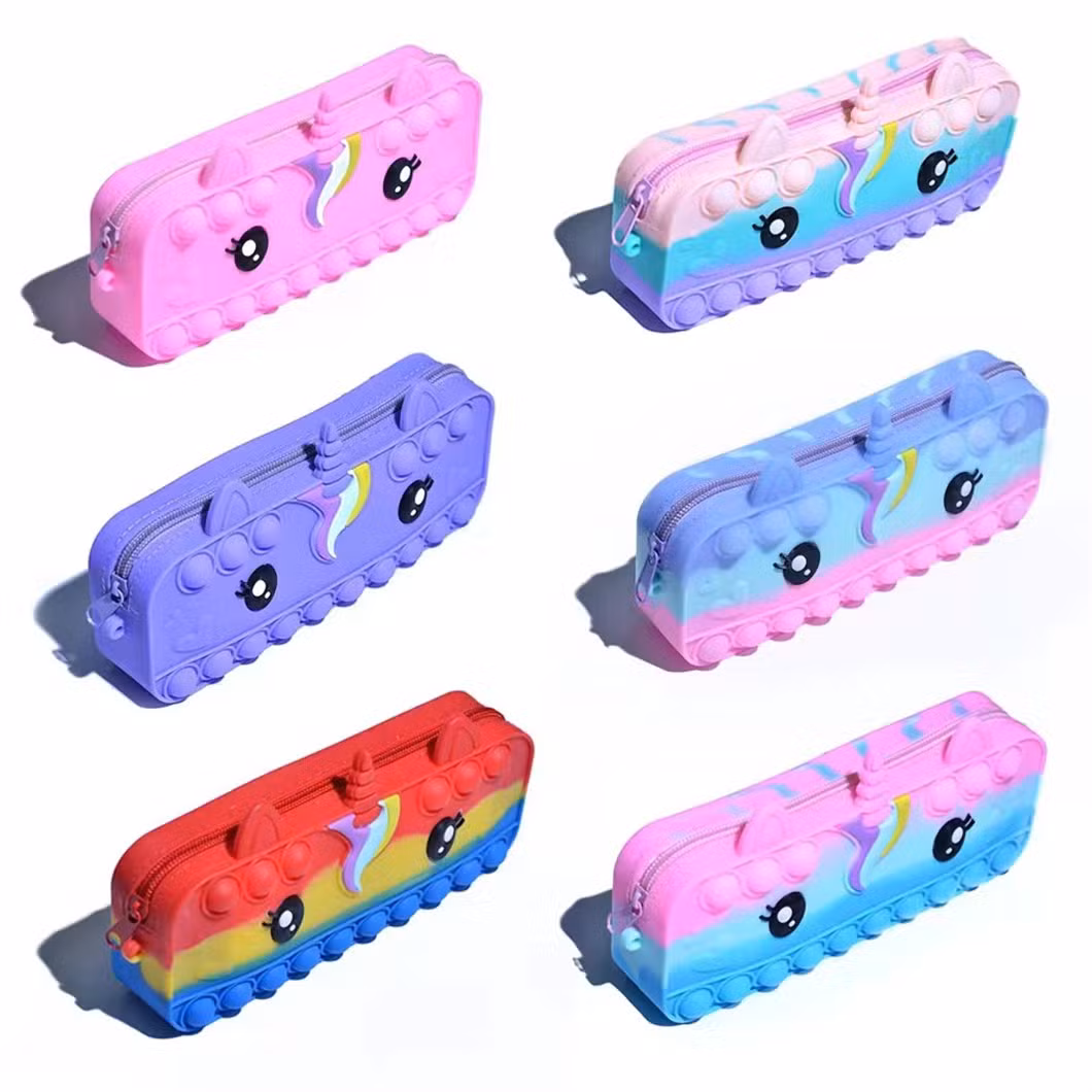 Wholesale School Stationery Set Children Big Unicorn Pop It Pencil Case