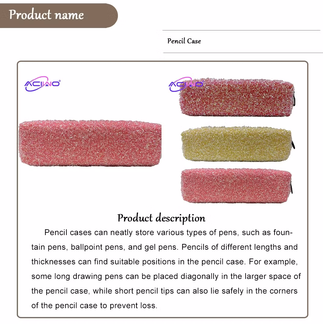 Learning Supplies Pen Pouch and Writing Utensils Large Capacity Glitter Stationery Box Pencil Case (10085)