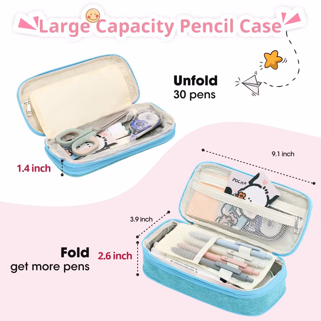 Preppy Pencil Case for School Supplies, Large Initial Pencil Pouch with Zipper, Cute Pencil Bag for Office Supplies, Aesthetic Pen Case Box for Kids Teen Girls