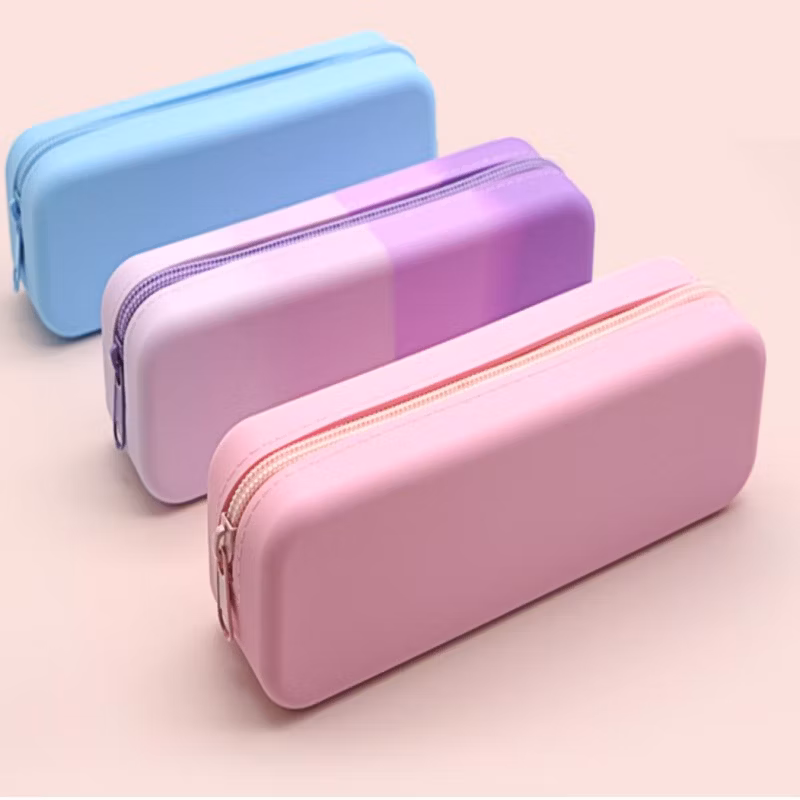 Rectangular Silicone Pencil Case, Silicone Stationery Box, Cartoon Student Pencil Case, Storage Bag, Simple Pencil Case with Logo Printing