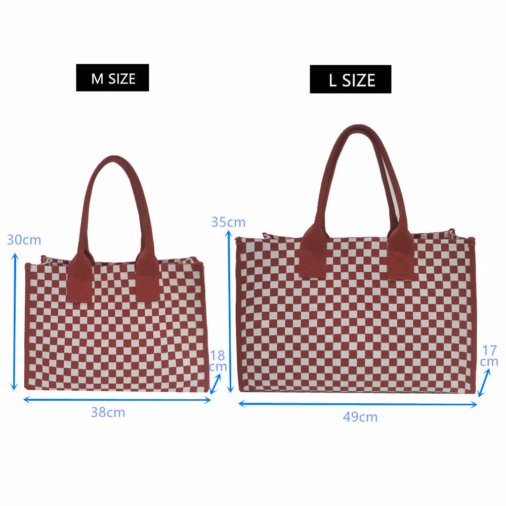 New Design Eco Friendly Special Luxury Shopping Grocery Storage Plaid Women&prime;s Ladies Hand Bags Tote Bags