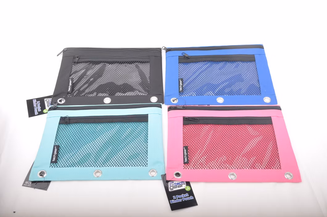 3 Ring Pencil Pouch, Clear Window, Classic Color Binder Pouch