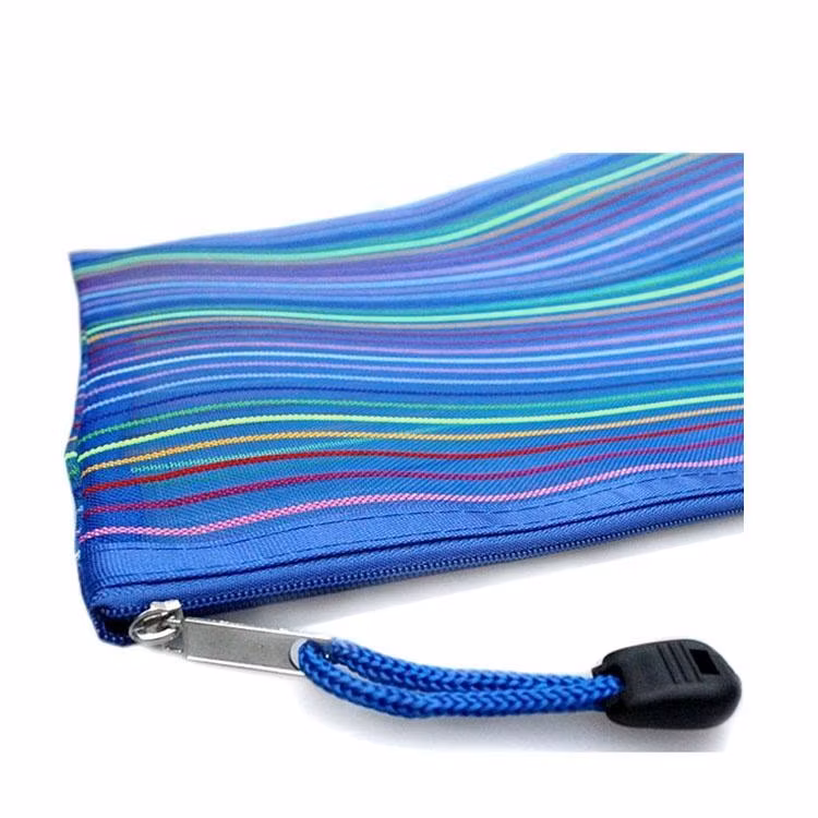 Rainbow Colors Mesh Plastic Fabric Pencil Bags with Zipper