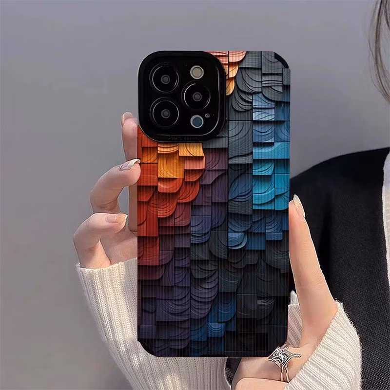 3D Wave Satin Ruffle Pattern Phone Case for iPhone 15 PRO Max Magnetic Solid Cover