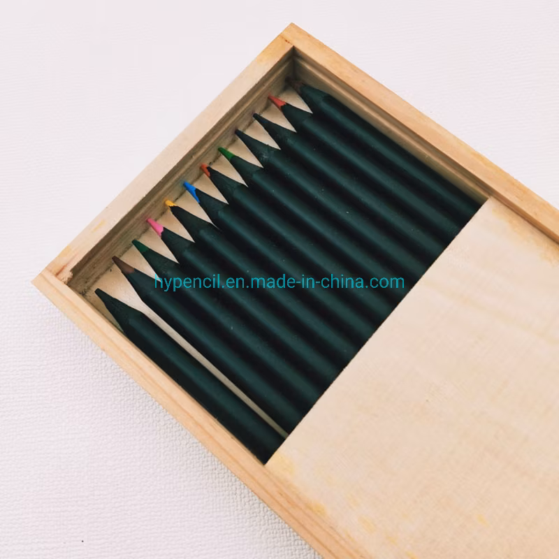Cbm0712-12 Black Wood Color Pencil in Wooden Case