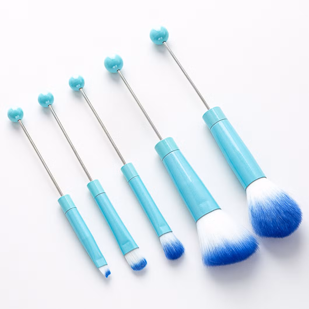 Creative 5 DIY Beaded Makeup Brush Set with Metal Handle Beauty Tools