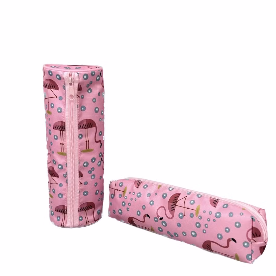 The Latest Lightweight Polyester Pink Wave-Lit Flamingo Pencil Case