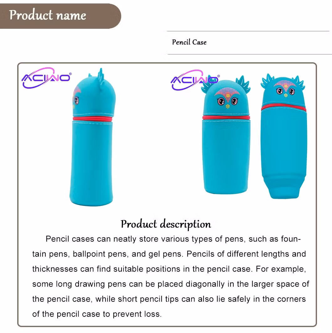Cute Unicorn-Shaped Animal Silicone Large Capacity Expandable Student Pencil Case Zipper Style Pen Bag for Stationery Cosmetics Lipstick Storage (10252)