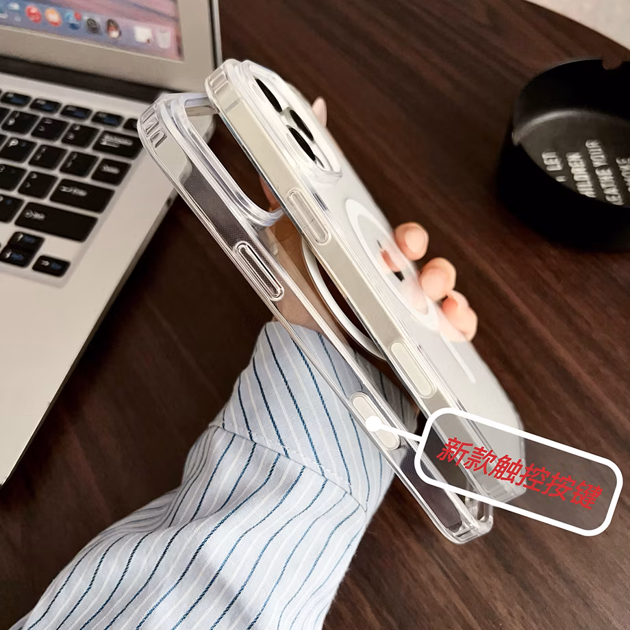 Support Magsafe Charging with Touch Button Transparent Magnetic Phone Case for iPhone 16 for iPhone 16 Plus