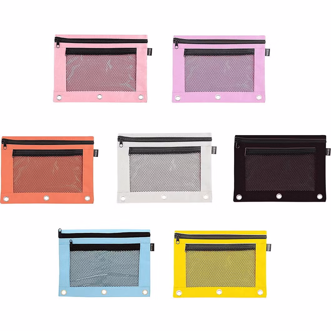 3 Ring Pencil Pouch, Clear Window, Classic Color Binder Pouch