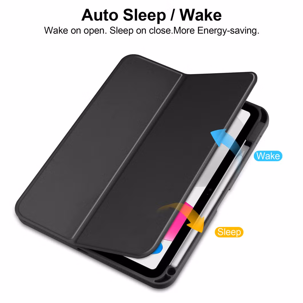 for iPad 10th Gen 2022 Tablet Case with Pen Holder Trifold Acrylic Clear Back Hard Cover Transparent