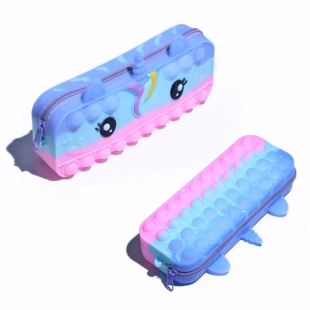 Wholesale School Stationery Set Children Big Unicorn Pop It Pencil Case