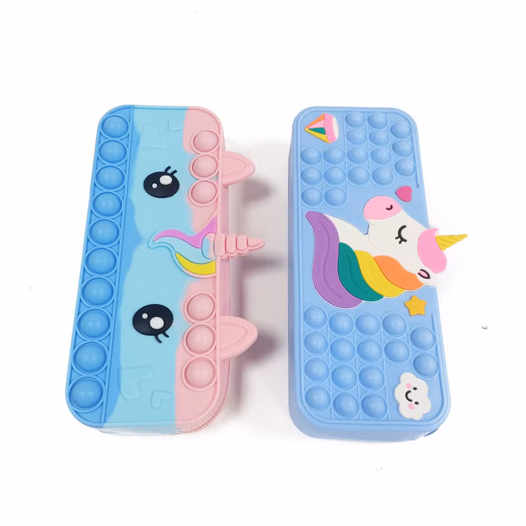 Wholesale School Stationery Set Children Big Unicorn Pop It Pencil Case