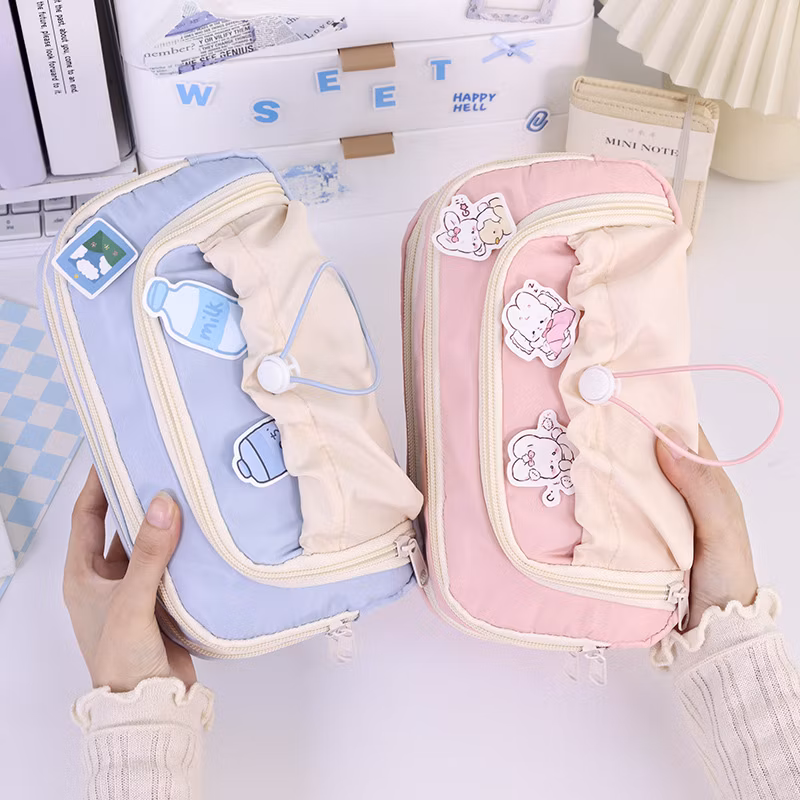 Wholesale School Supplies Pencil Case for School Pen Bags Zipper Pencil Pouch Custom Logo Cloth Pencil Bag