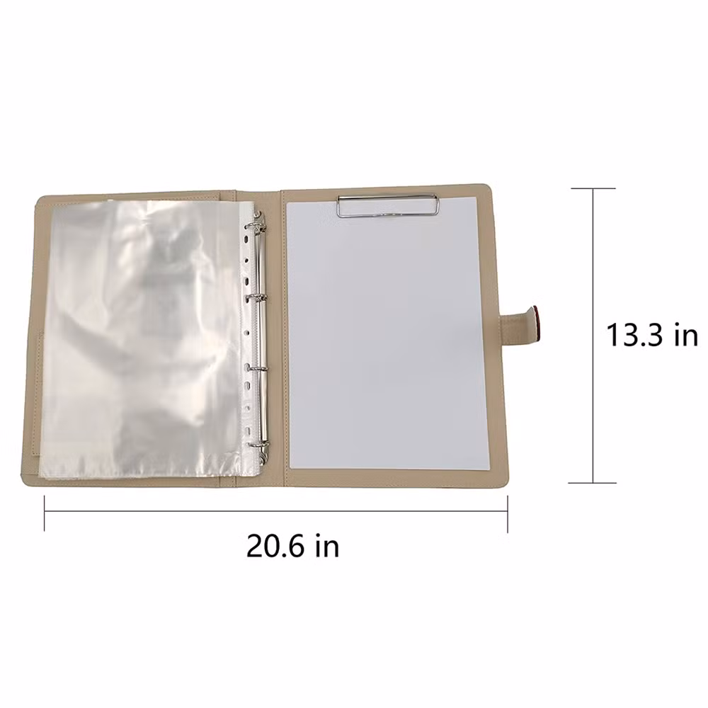 A4 File Folder 4 Rings Binder Portfolio Leather Custom Hotel Compendium Folders