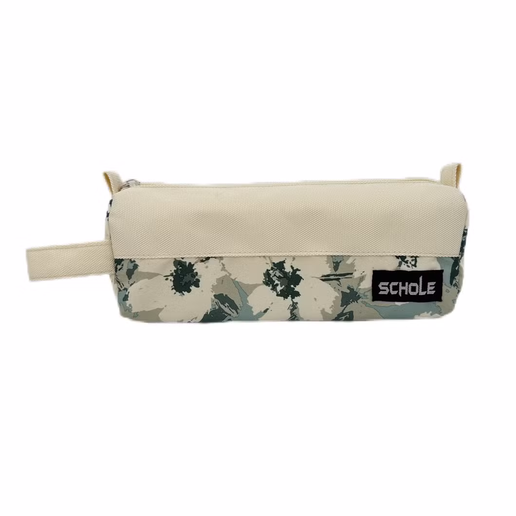 White Flower Pencil Case Suit Big Capacity for Office School Student