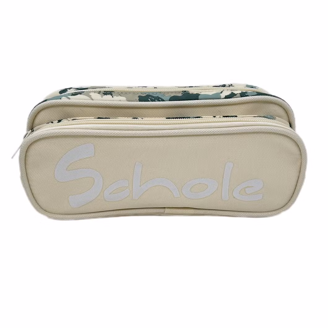 White Flower Pencil Case Suit Big Capacity for Office School Student