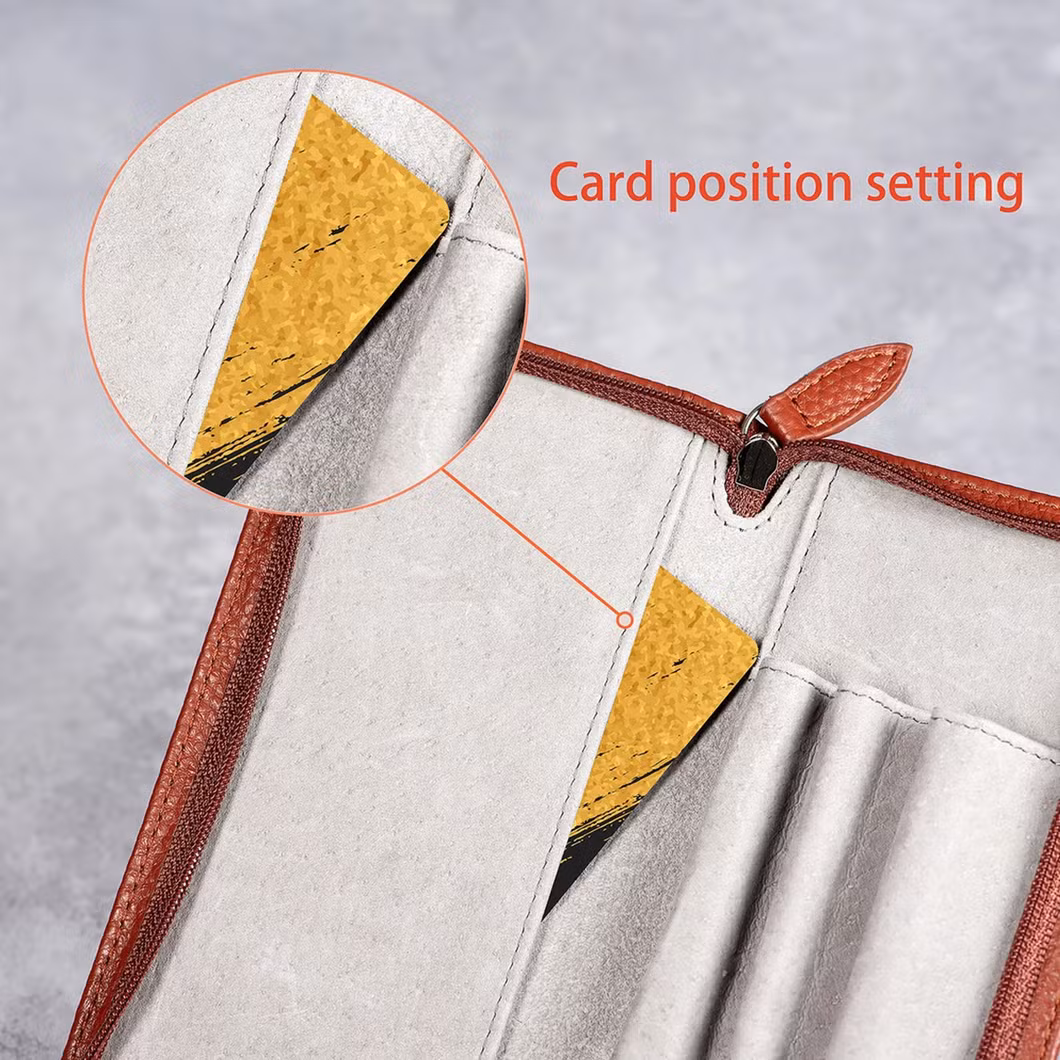 Leather Fountain Pen Case Zippered Pencil Bag Pouch