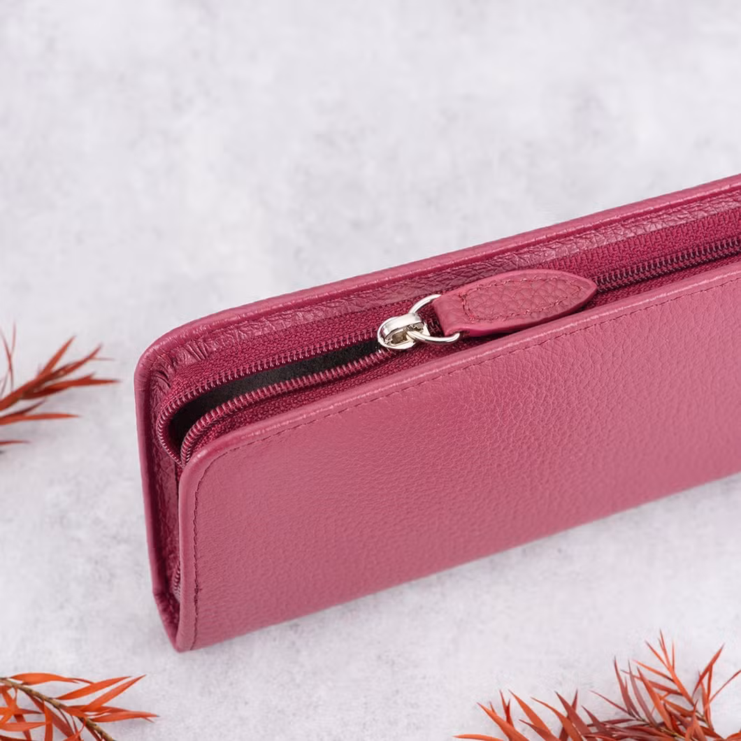 Leather Fountain Pen Case Zippered Pencil Bag Pouch