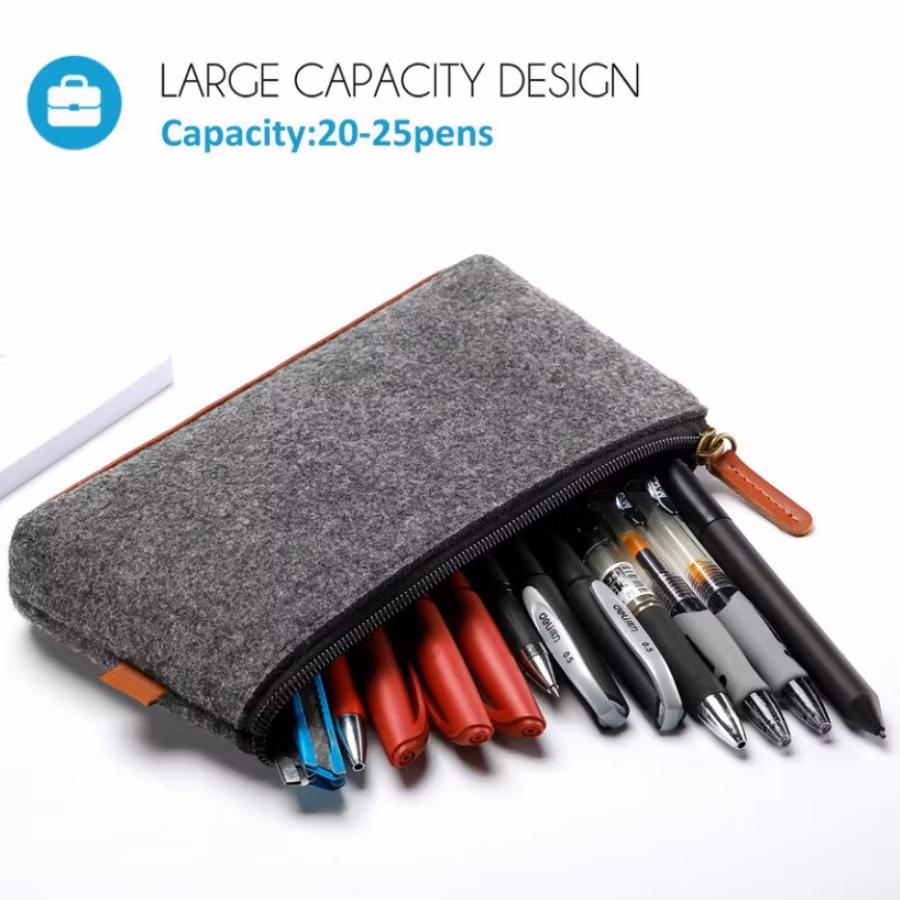School Supplies Felt Pencil Case Students Stationery Pouch Zipper Bag for Pens