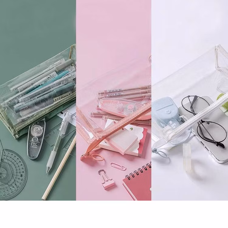 Transparent Pencil Case with Custom Logo School Plastic Large Capacity Pencil Case