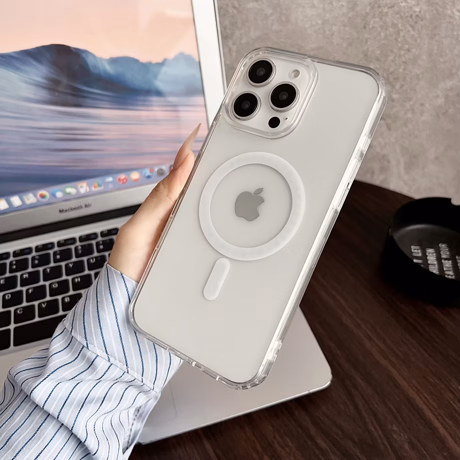 Support Magsafe Charging with Touch Button Transparent Magnetic Phone Case for iPhone 16 for iPhone 16 Plus