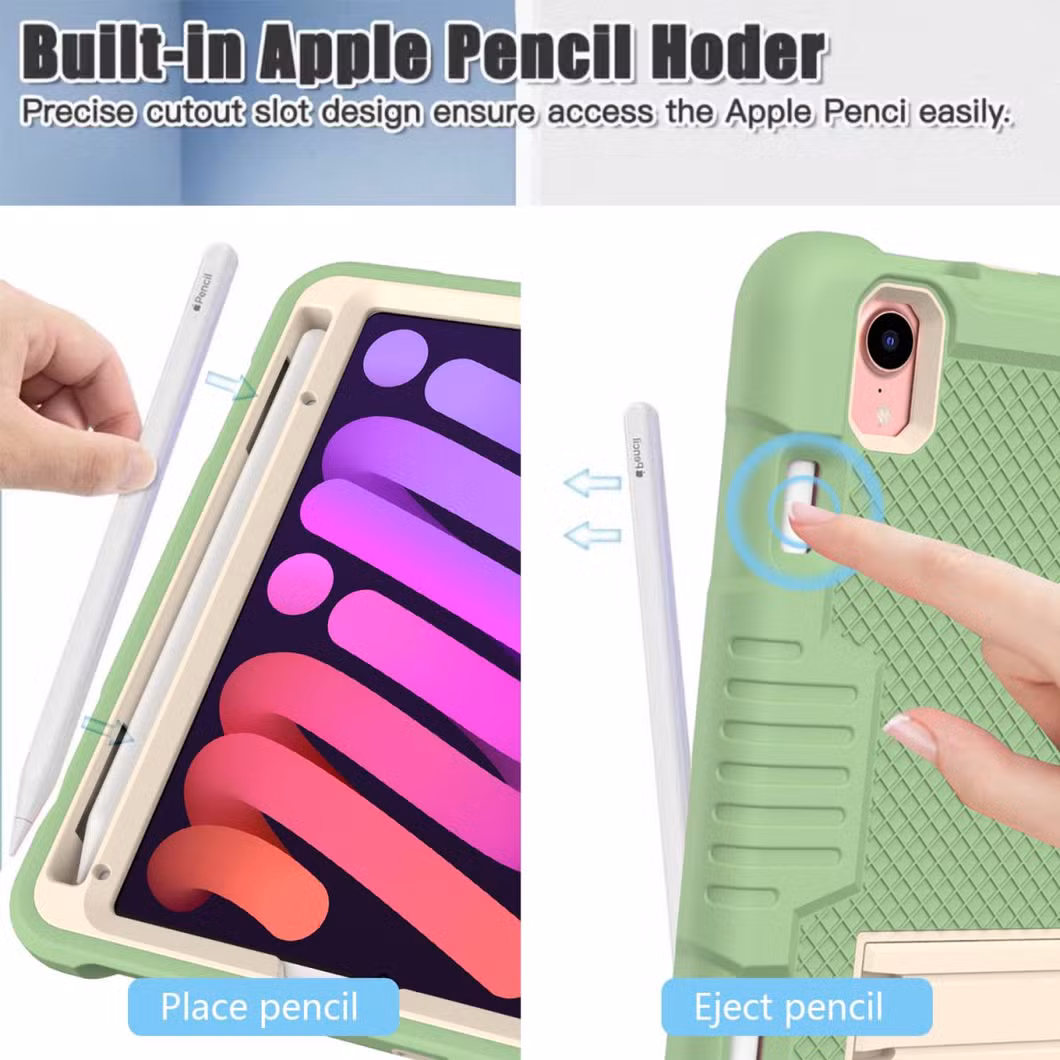 Silicone Shockproof Tablet Cover Case Pencil Holder for I-Pad Mini6