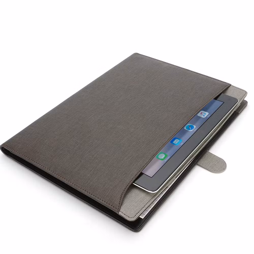 A5 Notepad Ring Binder Journal Customized Brown Notebook Wholesale Leather Portfolio Folder