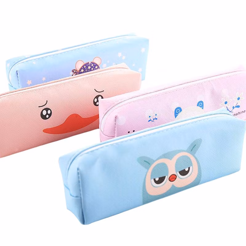 Wholesale Soft PU Leather Cute Pencil Case Pen Pouch Bag for Kids