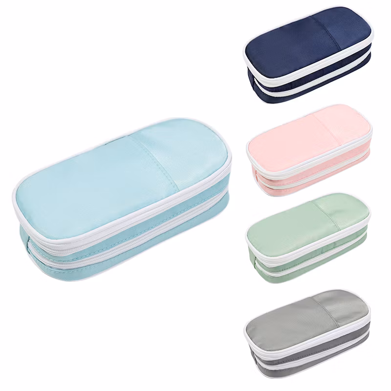 Custom Logo Multi-Functional Double Zipper Pencil Bag OEM Youth School Season Gift for School Pencil Case Bag Pouch Stationary
