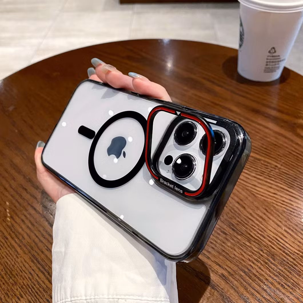 New Luxury Transparent Flash Powder Magnetic Mobile Phone Case Lens Protection for iPhone 11 12 13 14 15 PRO Max with Wireless Charging