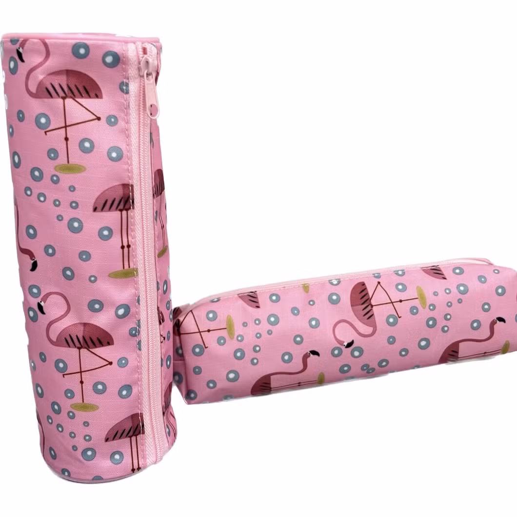 The Latest Lightweight Polyester Pink Wave-Lit Flamingo Pencil Case