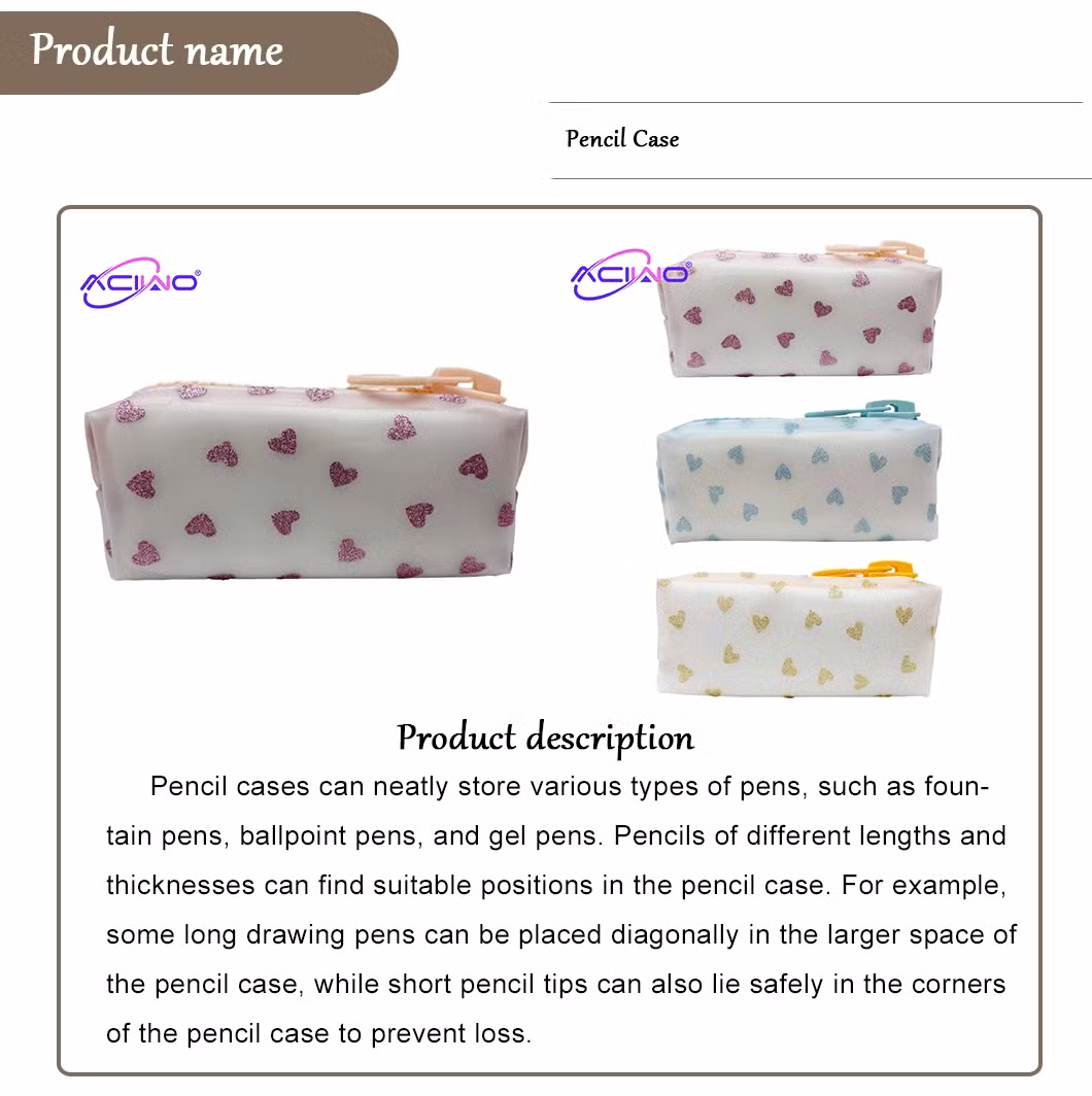 Heart-Shaped Pen Pouch Student Stationery Box Large Capacity Pencil Case (10077)