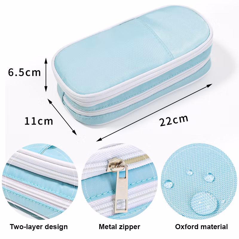 Custom Logo Multi-Functional Double Zipper Pencil Bag OEM Youth School Season Gift for School Pencil Case Bag Pouch Stationary