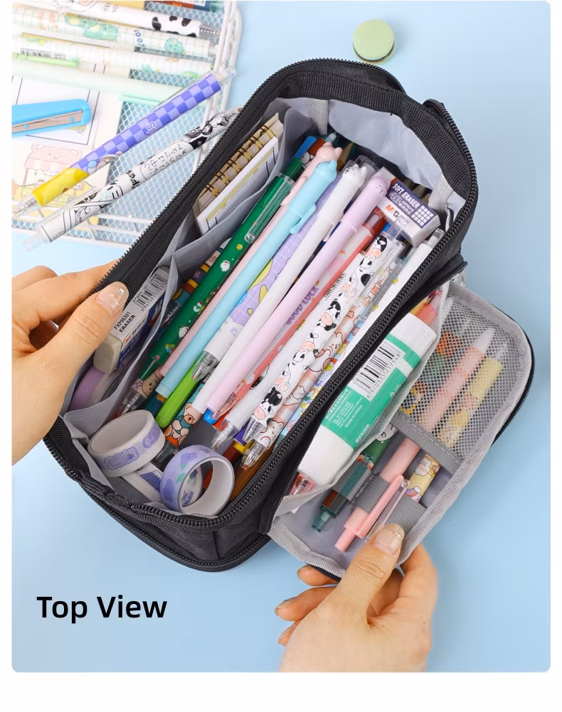 Yellow Large Capacity Pencil Case Pencil Bag Pencil Pouch Handheld Pen Bag Cosmetic Portable Bag