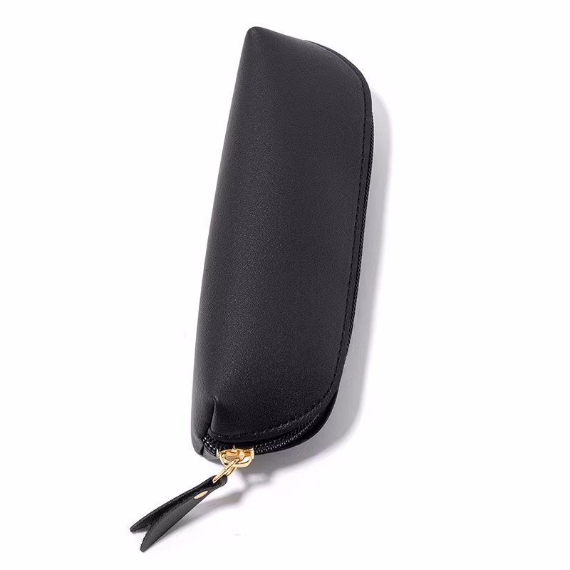 Leather Zipper Pencil Holder Pouch Pencil Case with Custom Logo