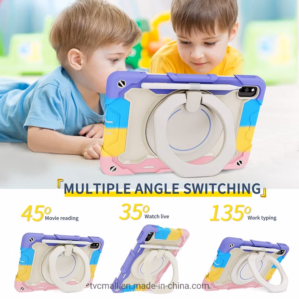 For Huawei MatePad 10.4 (2020)/(2022) Anti-Scratch Shoulder Strap Drop-Proof Silicone+PC Protective Case Rotating Handle-Kickstand Tablet Cover with Pencil Hold