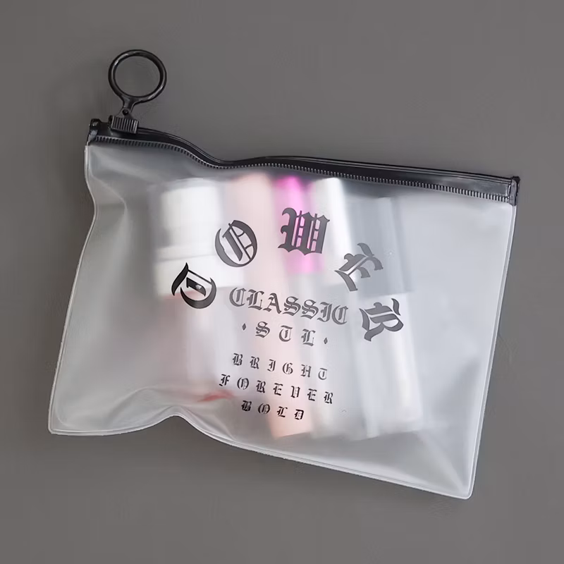 Waterproof PVC Frosted Zipper Bag Logo Customization Pencil Case Travel Cosmetic Bag