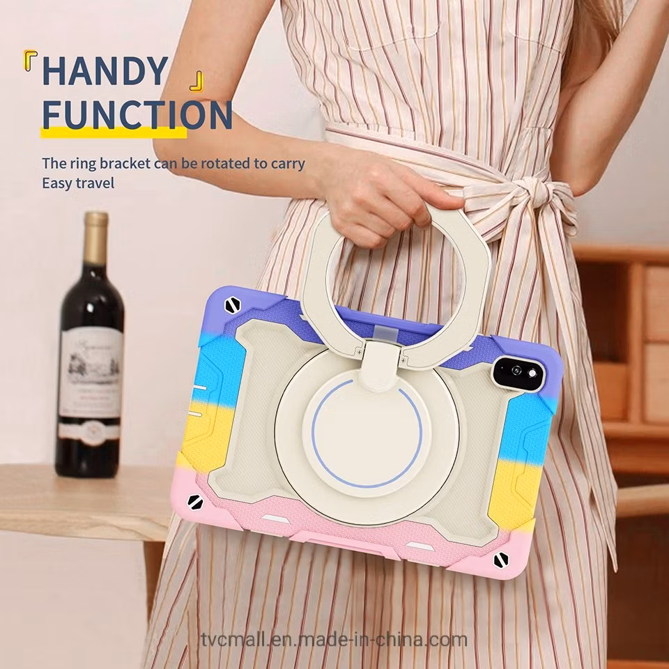 For Huawei MatePad 10.4 (2020)/(2022) Anti-Scratch Shoulder Strap Drop-Proof Silicone+PC Protective Case Rotating Handle-Kickstand Tablet Cover with Pencil Hold